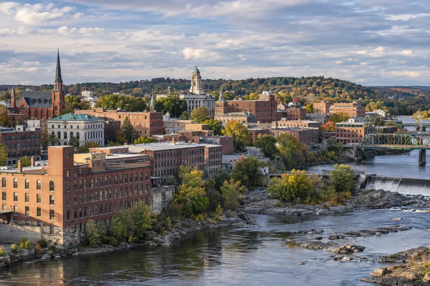 Lewiston, Maine cityscape